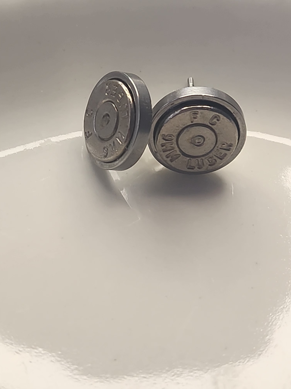 Bullet Head Stainless Steel Stud Earrings - Silver Tone